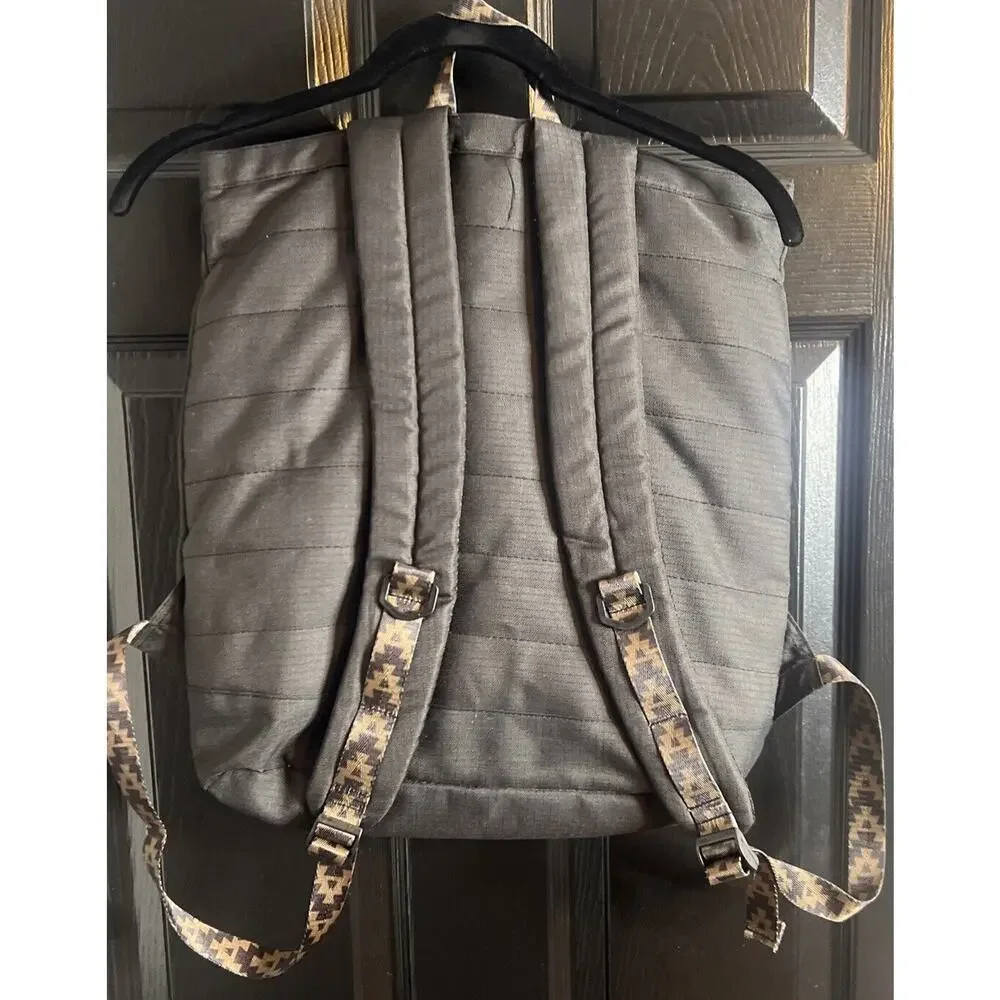 Toms StandUp Backpack Solid Black W/ Aztec detail Zipper Closure Fold-over Flaws
